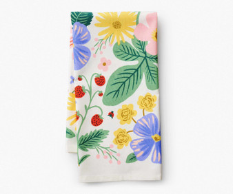 Dish Towel STRAWBERRY FIELDS - RIFLE PAPER CO Kitchen, 28" x 21" - ELEGANTE VIRGULE CANADA, Canadian Gift, Fabric and Quilt Shop.