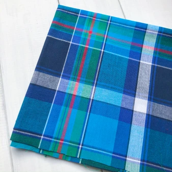 BLUEBERRY B Madras 100% cotton, Width 60 inches (150 cm), Per Half-Meter, CANADIAN SHOP.  Elegante Virgule Canada