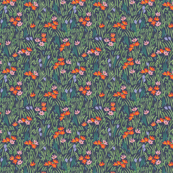 RIFLE PAPER CO, BRAMBLE, Iris in Navy Multi - by the half-meter - ELEGANTE VIRGULE CANADA, Canadian Fabric Quilt Shop, Quilting Cotton