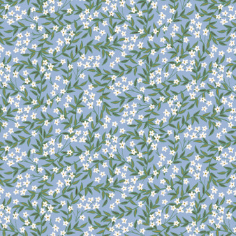 RIFLE PAPER CO, BRAMBLE, Daphne in Blue Metallic by the half-meter - ELEGANTE VIRGULE CANADA, Canadian Fabric Quilt Shop, Quilting Cotton