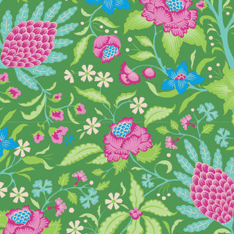 TILDA BLOOMSVILLE, Flowertangle in Green - Elegante Virgule Canada, Canadian Fabric Quilt Shop, Montreal, Quebec, Quilting Cotton