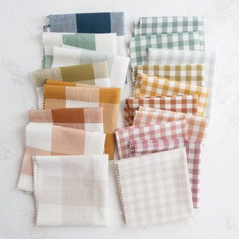 FABLEISM, Camp Gingham - FQ Bundle of 18 Fabrics (COMPLETE COLLECTION) - Elegante Virgule Canada, Canadian Fabric Online Shop, Quilt Shop, Quilting Cotton Woven, Checkers, Yarn-dyed
