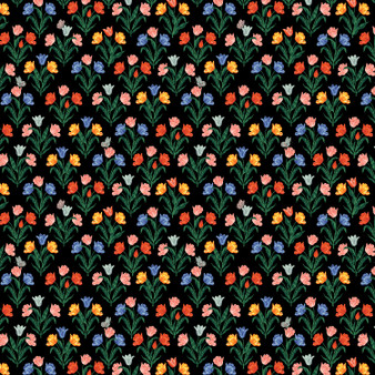 RIFLE PAPER CO, CURIO, Tulips in Black - ELEGANTE VIRGULE CANADA, Canadian Fabric Quilt Shop, Quilting Cotton