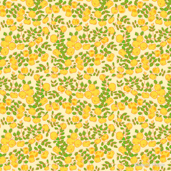 HEATHER ROSS Forestburgh,  Apples in Yellow - ELEGANTE VIRGULE CANADA, CANADIAN FABRIC SHOP, Quilting Cotton