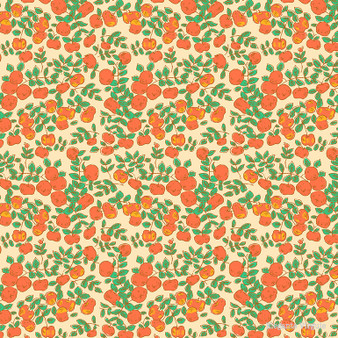 HEATHER ROSS Forestburgh,  Apples in Peach - ELEGANTE VIRGULE CANADA, CANADIAN FABRIC SHOP, Quilting Cotton