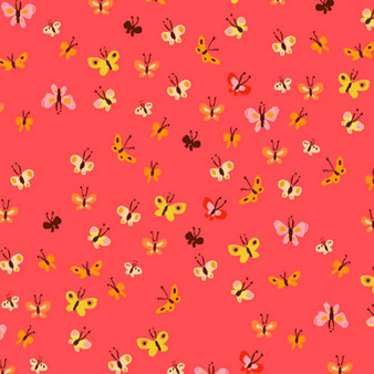 WINDHAM FABRICS, HEATHER ROSS 20th Anniversary, Butterflies in Coral - ELEGANTE VIRGULE CANADA