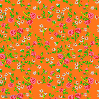 WINDHAM FABRICS, HEATHER ROSS, By Hand, Mousy Floral in Tangerine - ELEGANTE VIRGULE CANADA