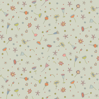 HATCHED AND PATCHED Anni Downs - Simply Be, Scattered Flowers in Dove Gray - ELEGANTE VIRGULE CANADA