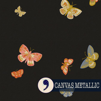 RIFLE PAPER CO, ENGLISH ROSE, Butterfly House in Black metallic, CANVAS (Cotton/Linen) - ELEGANTE VIRGULE CANADA
