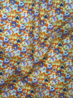 LIBERTY OF LONDON -  Think Of Me B Orange Blue 100% Cotton Tana Lawn - Elegante Virgule Canada, Liberty Fabrics