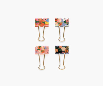 Lively Floral Binder Clips - RIFLE PAPER CO Stationery. Set of 8 - ELEGANTE VIRGULE CANADA, Canadian Gift, Fabric and Quilt Shop.