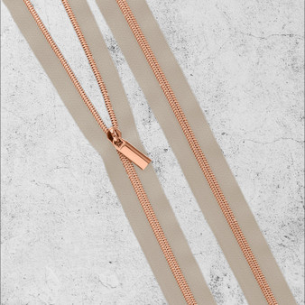 SALLIE TOMATO, Ruban à fermeture éclair beige à dents or rose - Vendu à la verge (91 cm) - ELEGANTE VIRGULE CANADA