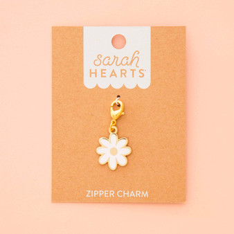 SARAH HEARTS, White Daisy, Removable Zipper Charm - ELEGANTE VIRGULE CANADA