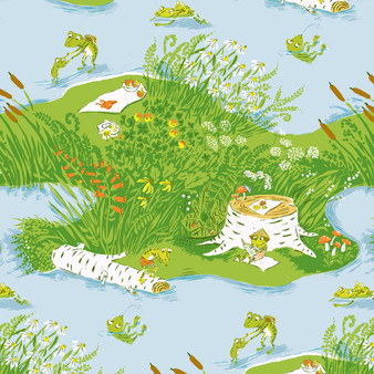 WINDHAM FABRICS, HEATHER ROSS Studio Edit, Frog Pond in Blue - ELEGANTE VIRGULE CANADA