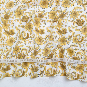 FABLEISM, Indian Block Prints : Cottage, Country Floral in Yellow - ELEGANTE VIRGULE CANADA