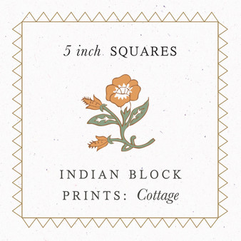 FABLEISM, Indian Block Prints : Cottage, 5″ CHARM SQUARES - 48 Pieces (ENTIRE COLLECTION) - ELEGANTE VIRGULE CANADA