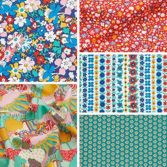 LIBERTY FABRICS, CARNABY COLLECTION Bohemian Brights - FQ Bundle of 5 fabrics - ELEGANTE VIRGULE CANADA, Canadian Quilting Shop - Liberty of London, Quilting Cotton