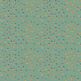 WINDHAM FABRICS, HEATHER ROSS Favorites, Field Strawberries in Teal - ELEGANTE VIRGULE CANADA