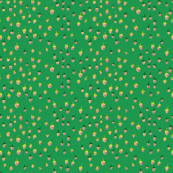 WINDHAM FABRICS, HEATHER ROSS Favorites, Field Strawberries in Jade - ELEGANTE VIRGULE CANADA