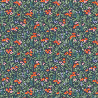 RIFLE PAPER CO, BRAMBLE, Iris in Navy Multi - by the half-meter - ELEGANTE VIRGULE CANADA, Canadian Fabric Quilt Shop, Quilting Cotton