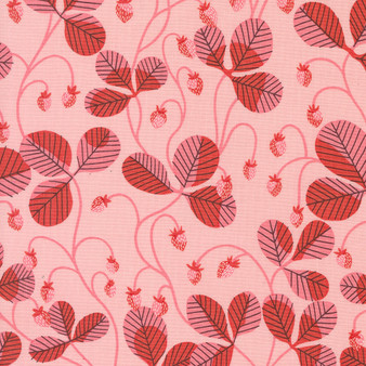 MODA, LOVE LETTER by Lizzy House, Strawberry Vines in Light Pink - ELEGANTE VIRGULE CANADA