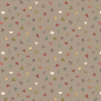 HATCHED AND PATCHED Anni Downs - Down Tinsel Lane, Christmas Cups in Taupe - ELEGANTE VIRGULE CANADA