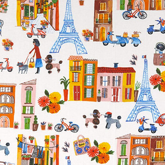 WINDHAM Fabrics Organic, OOH LA LA Paris in Multi,  100% ORGANIC Cotton - by the half-meter, ELEGANTE VIRGULE CANADA, CANADIAN FABRIC SHOP, Quilting Cotton