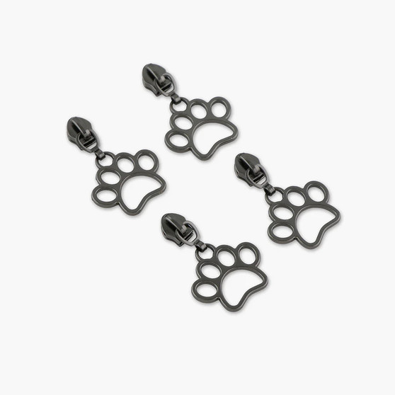 SALLIE TOMATO, Zipper Pull #5, Paw Prints GUNMETAL