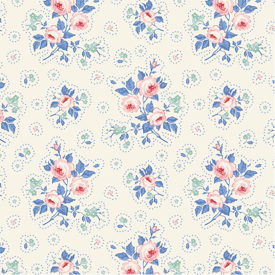 TILDA SOMETHING BLUE, First Kiss Cream - by the half-meter