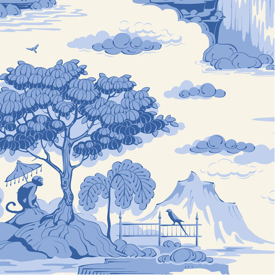 TILDA SOMETHING BLUE, Cottonview Cream - by the half-meter