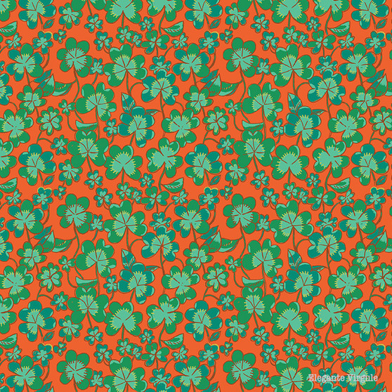 HEATHER ROSS Forestburgh,  Clover in Rust - ELEGANTE VIRGULE CANADA, CANADIAN FABRIC SHOP, Quilting Cotton