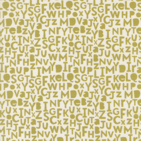 MODA SWEETWATER, BUG COLLECTOR, Alphabet in Leaf Green 55732-27, by the half-meter