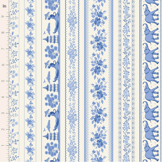 *** Fin de rouleau 53'' (135 cm) *** TILDA SOMETHING BLUE, Bordures bleues