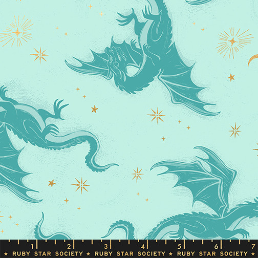 RUBY STAR SOCIETY, FIREGLOW by Sarah Watts, Etched Dragons in Aqua Metallic - ELEGANTE VIRGULE CANADA, Fire Glow