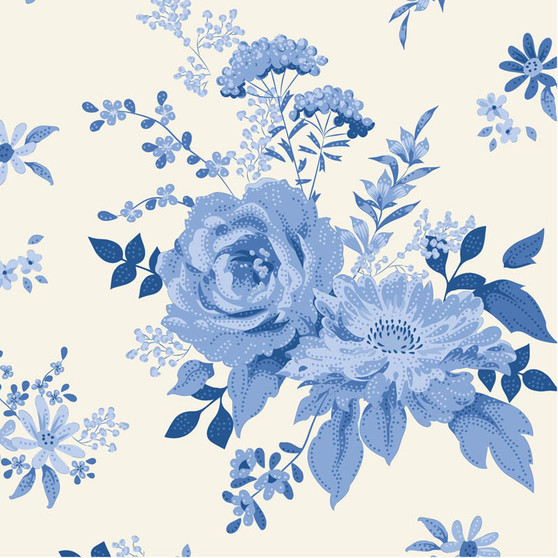 ***End of bolt 12'' (30 cm)*** TILDA SOMETHING BLUE, Wildgarden Blue