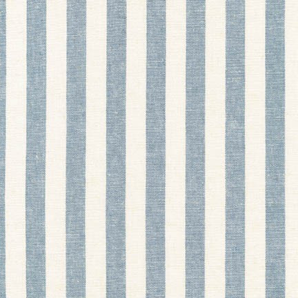 ROBERT KAUFMAN  Essex Yarn Dyed Classic Wovens - STRIPE CHAMBRAY INDIGO - 55% LINEN, 45% COTTON - by the half-meter - ROBERT KAUFMAN  Essex GRID INDIGO - 55% LINEN, 45% COTTON - by the half-meter