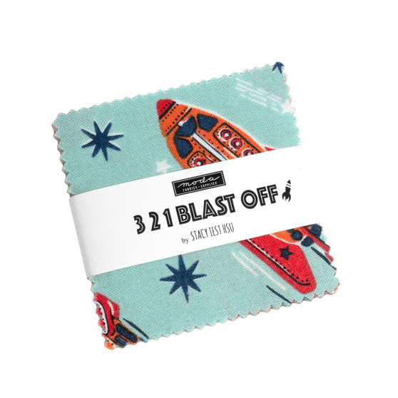 MODA FABRICS 321 BLAST OFF by Stacy Iest Hsu, Mini Charm Pack 42pcs 2,5" x 2,5" (6,5 x 6,5 cm) (ENTIRE COLLECTION) - Elegante Virgule Canada