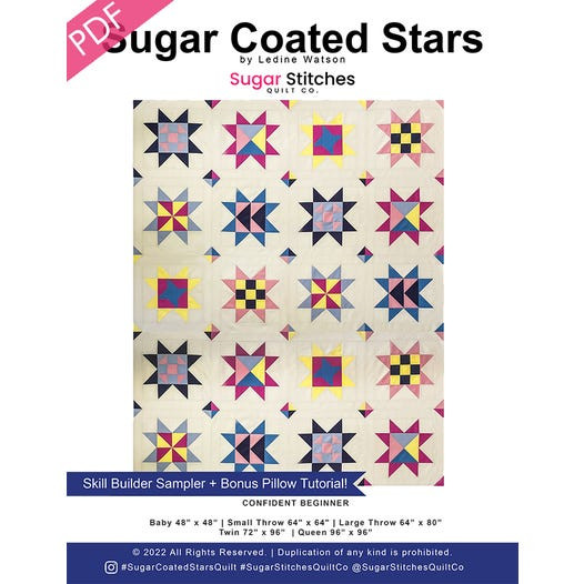 Sugar Stitch Quilt Co, SUGAR COATED STARS  Quilt Paper Pattern - ELEGANTE VIRGULE CANADA