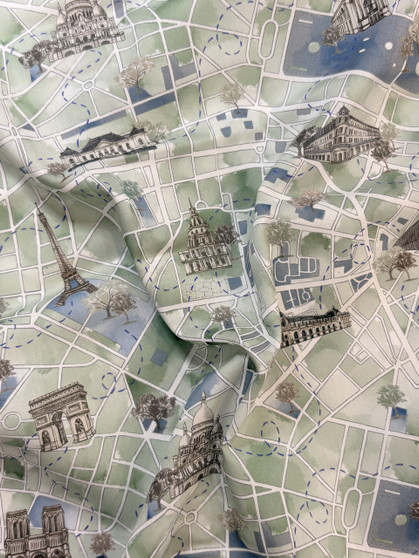 LIBERTY OF LONDON - RUE DE PARIS B Green, Tana Lawn - Elegante Virgule Canada, Liberty Fabrics