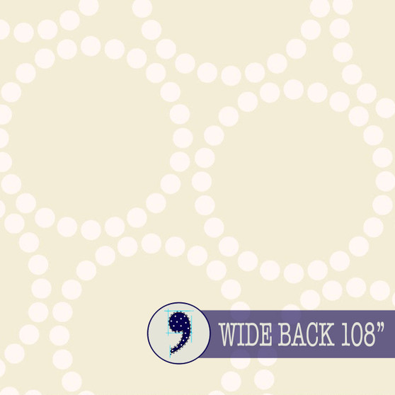 MODA, LOVE LETTER WIDEBACK 108" by Lizzy House, Pearl Bracelet Dots in Eggshell / White - ELEGANTE VIRGULE CANADA