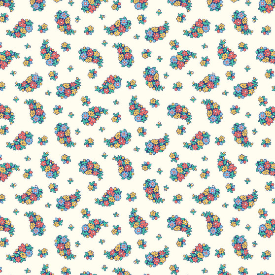 LIBERTY FABRICS, CARNABY COLLECTION Bohemian Brights - Portobello Paisley D Cream - by the half-meter - ELEGANTE VIRGULE CANADA, Canadian Quilting Shop - Liberty of London, Quilting Cotton