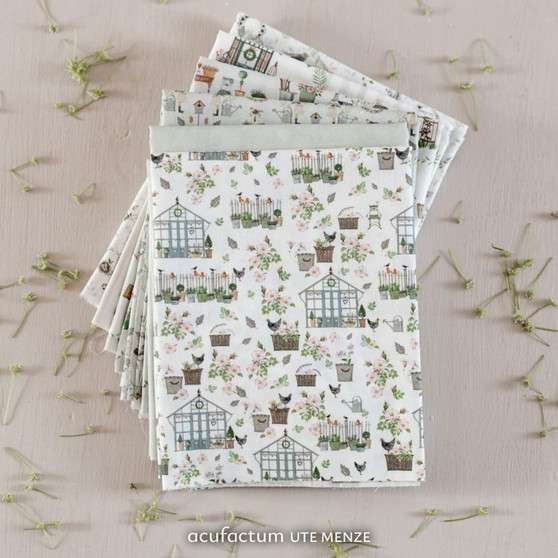 ACUFACTUM Fabrics, Beloved Home, GREEN Bundle of 6 Fabrics- ELEGANTE VIRGULE CANADA, Acufactum Fabrics