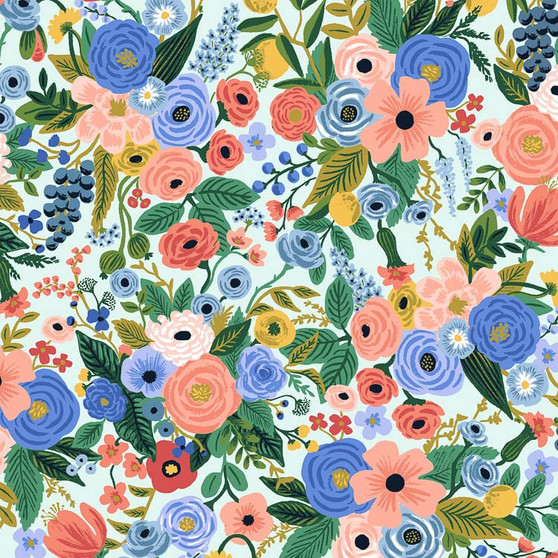 RIFLE PAPER CO WILDWOOD  Petite Garden Party in Blue - by the half-meter - Elegante Virgule Canada, Canadian Fabric Online Shop, Quilt Shop, Quilting Cotton