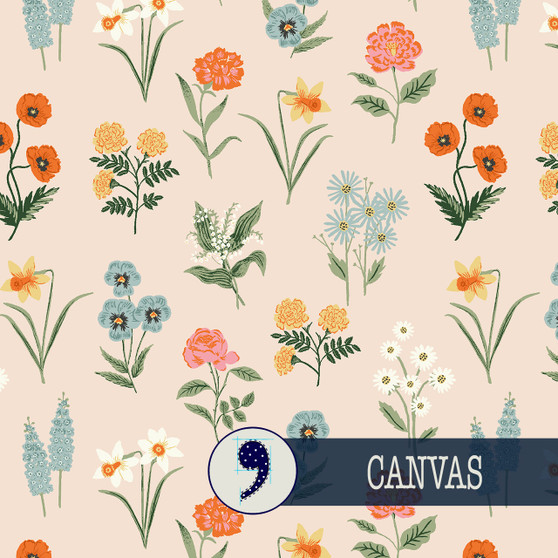 Tissus RIFLE PAPER CO , Garden Club, Garden Study Petite en coloris Blush, toile (coton/lin) - au demi-mètre