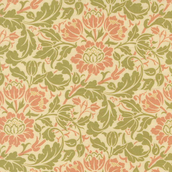 MODA, MORRIS MUSE par Barbara Brackman sur parchemin, rouleau fleuri 13384-11