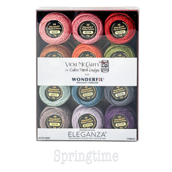 WONDERFIL Vicky McCarty, Eleganza™ 8wt Perle Cotton Thread Box, SPRINGTIME (Pack of 12) - Elegante Virgule Canada
