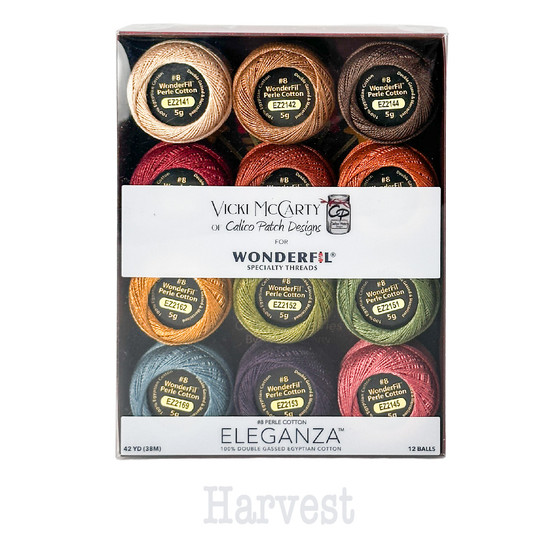 WONDERFIL Vicky McCarty, Eleganza™ 8wt Perle Cotton Thread Box, HARVEST (Pack of 12) - Elegante Virgule Canada