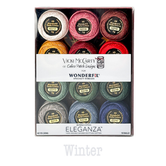 WONDERFIL Vicky McCarty, Eleganza™ 8wt Perle Cotton Thread Box, WINTER (Pack of 12) - Elegante Virgule Canada