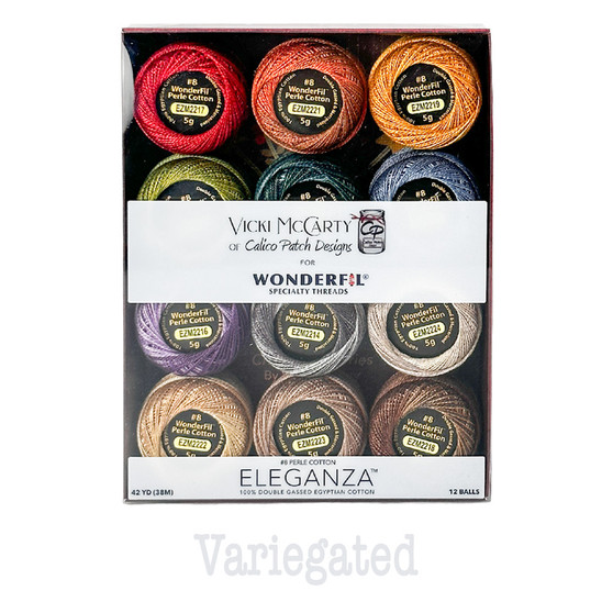 WONDERFIL Vicky McCarty, Eleganza™ 8wt Perle Cotton Thread Box, VARIEGATED (Pack of 12) - Elegante Virgule Canada