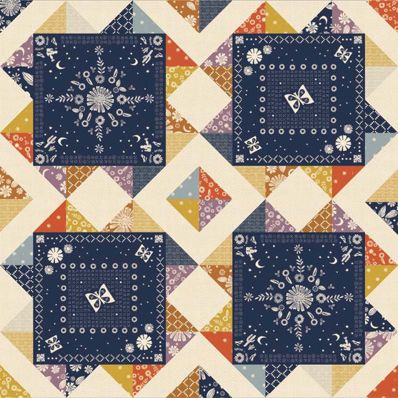 Golden Hour BANDANA QUILT in Navy Blue